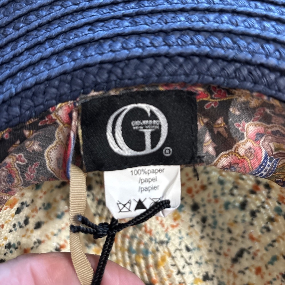 Giovannio New York Blue Multicolor Speckled Sun Hat Wide Brim Paper Beach Cruise - Picture 7 of 11